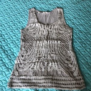 Lauren Conrad small crochet tank grey